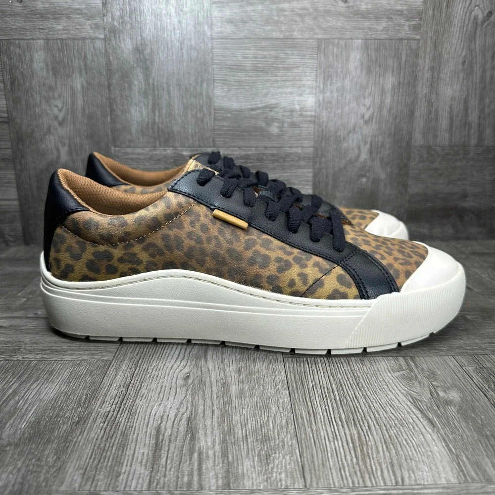 Dr. Scholl's Time Off Sneakers Women 10 Leopard Print Platform Lace Up NEW